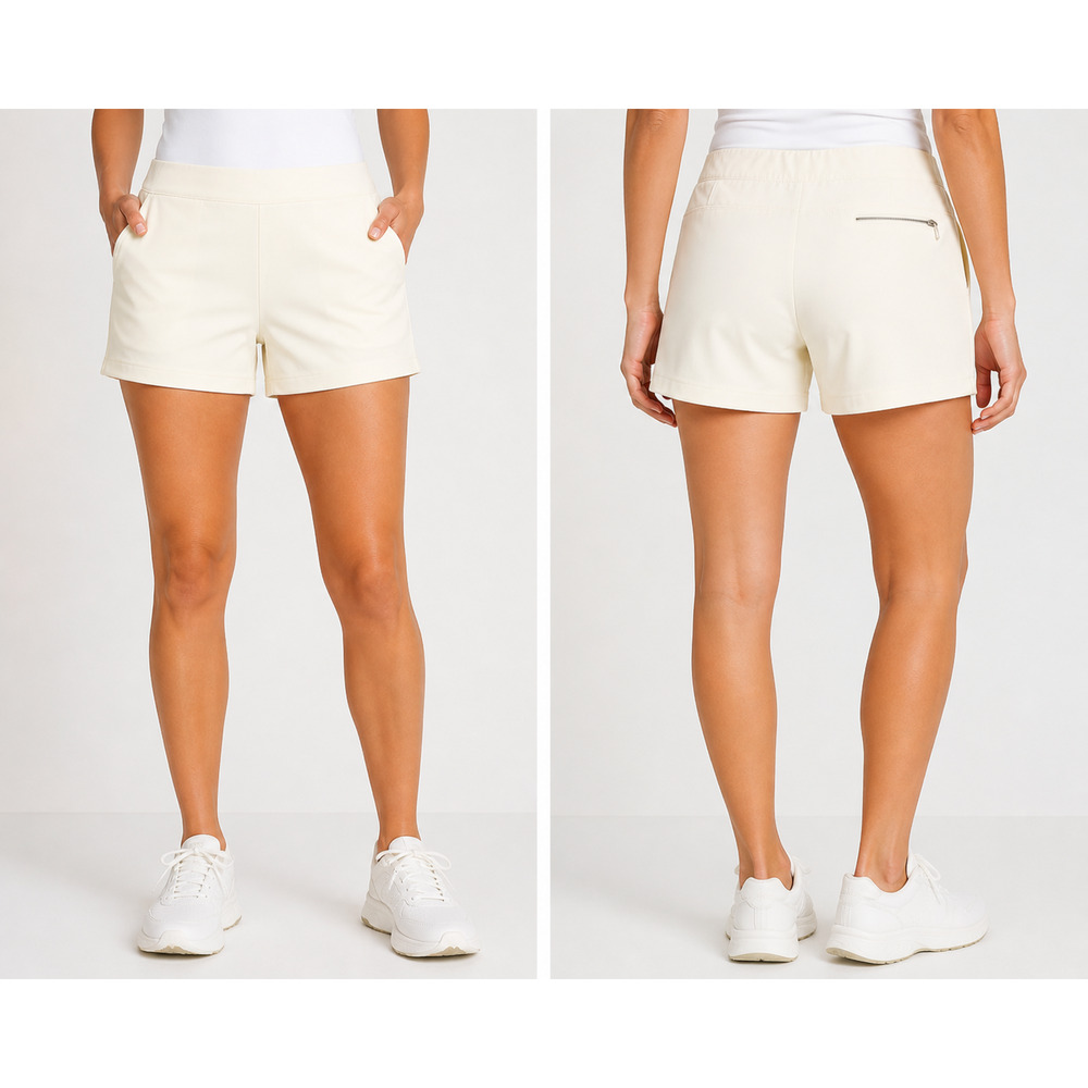 Rachel Zoe Womens Athletic Lounge Shorts Sz 8 Cream Stretch Pull On